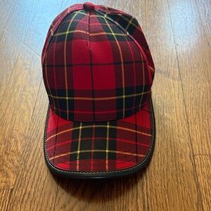 Coach Runway Red Plaid Baseball Cap